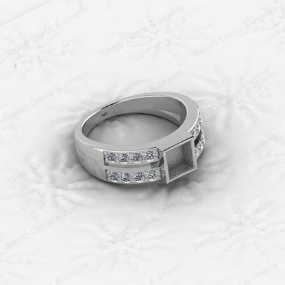 Top Quality 925 Silver 7X7mm Double Band With CZ Semi Mount Blank Setting Ring Good for Resin & Ashes Work Keepsake DIY Jewelry