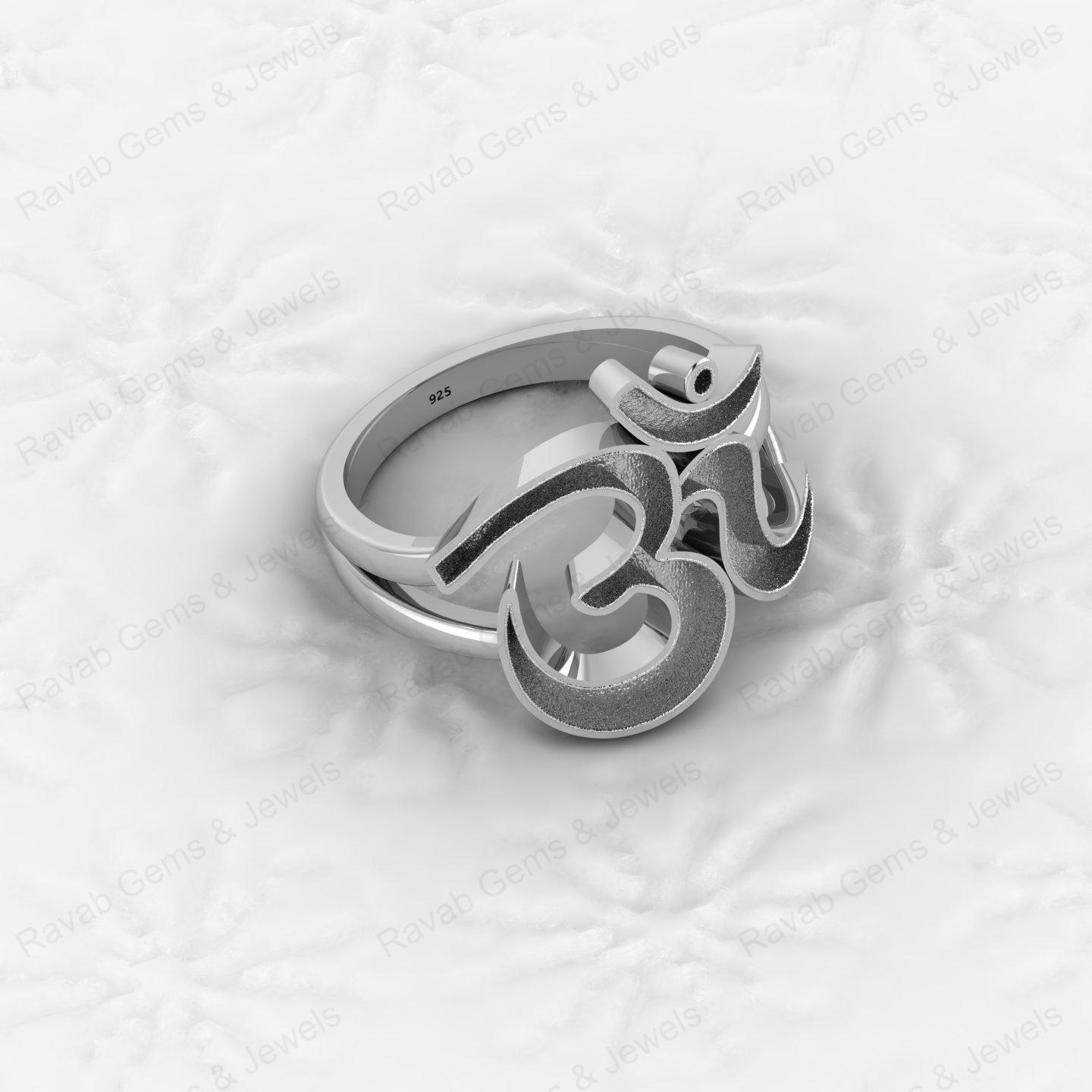 Genuine 925 Silver Indian Lord Shiva Symbol Semi Mount Blank Setting Ring Good for Resin & Ashes Work Keepsake DIY Jewelry