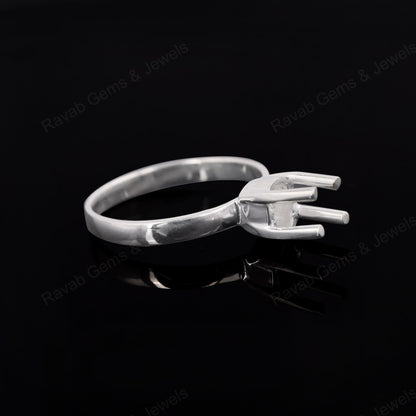 Superb Genuine 925 Sterling Silver 4 Prong Setting 4x8mm Oval Shape Semi-Mount Blank Setting Ring For Women Keepsake Jewelry