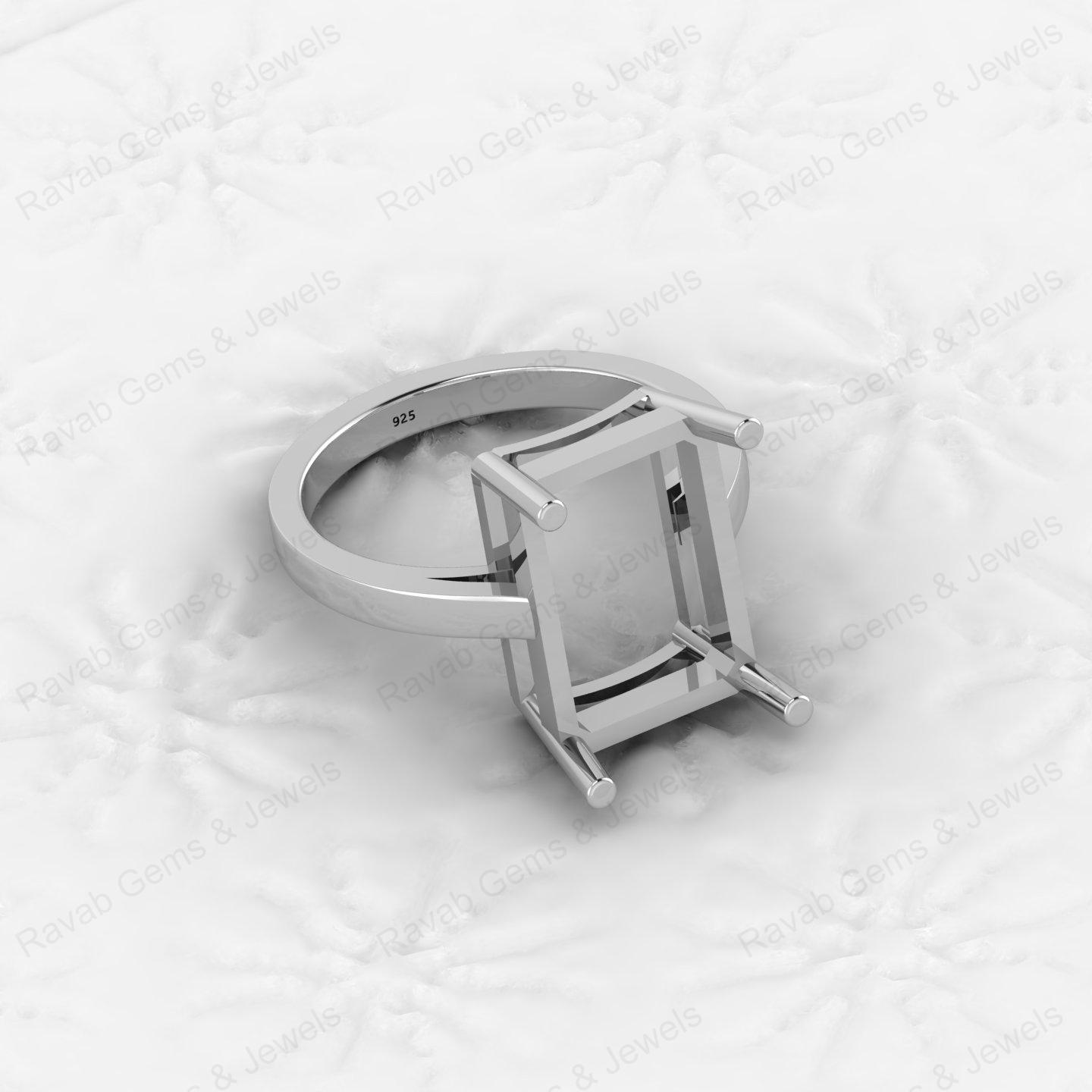 High Quality Genuine 925 Silver 10x14mm Rectangle Shape 4 Prong Settings Good for Gemstone Keepsake Memorial Crafts DIY Jewelry