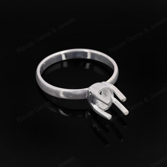 Superb Genuine 925 Sterling Silver 4 Prong Setting 4x8mm Oval Shape Semi-Mount Blank Setting Ring For Women Keepsake Jewelry