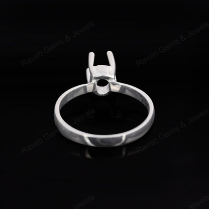 Superb Genuine 925 Sterling Silver 4 Prong Setting 4x8mm Oval Shape Semi-Mount Blank Setting Ring For Women Keepsake Jewelry