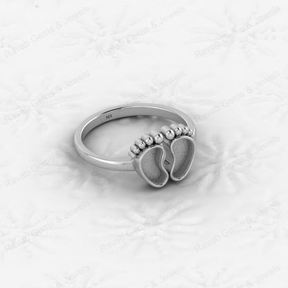 Superb Quality New Baby Born Foot Print 925 Silver Semi Mount Blank Setting Ring for Gemstone Findings & Components Jewelry