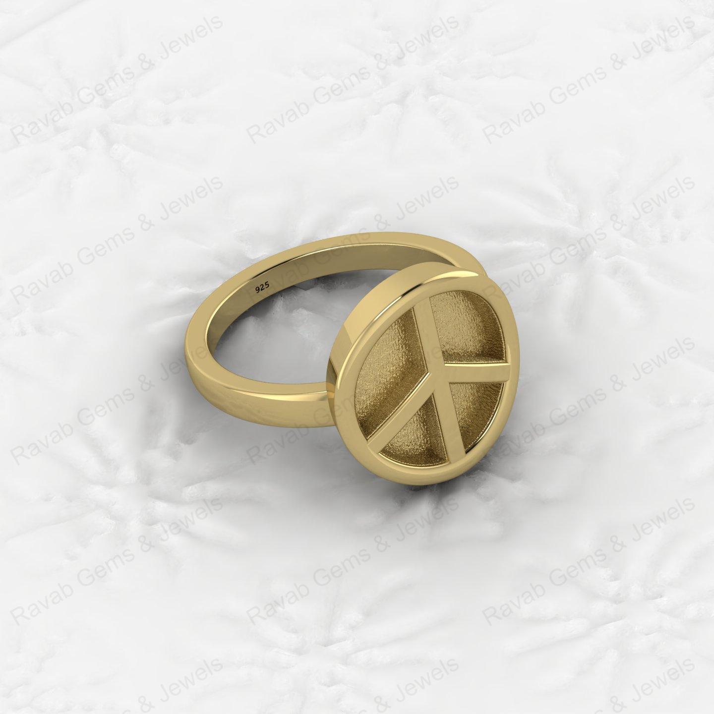 Genuine 925 Silver Peace Symbol Semi Mount Blank Setting Ring for DIY Zodiac Jewelry Resin Ashes Work Keepsake Suppliers