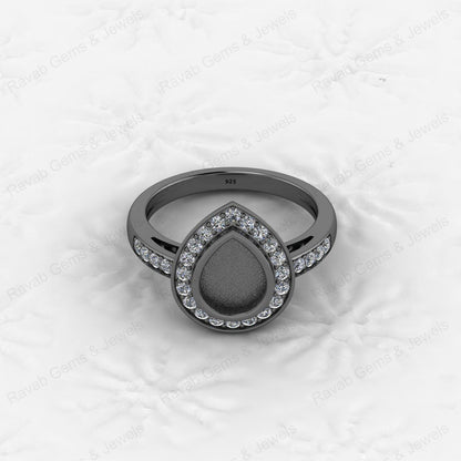 New Arrival 925 Sterling Silver 7x9mm Pear Shape CZ Semi Mount Blank Setting Wedding Ring for Breastmilk Keepsake Women Jewelry