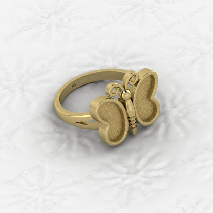 925 Sterling Silver Semi Mount Butterfly Ring Empty Blank for DIY Inlay With Mountain Base Without Stone Keepsake Jewelry