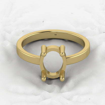 Genuine 925 Solid Sterling Silver 8x10mm Semi Mount Blank Setting Band Ring for Breastmilk & Keepsake Resin Ceramic Jewelry