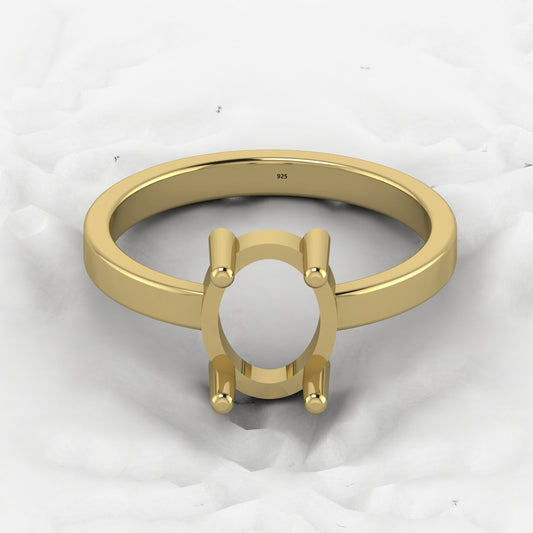 Genuine 925 Solid Sterling Silver 8x10mm Semi Mount Blank Setting Band Ring for Breastmilk & Keepsake Resin Ceramic Jewelry