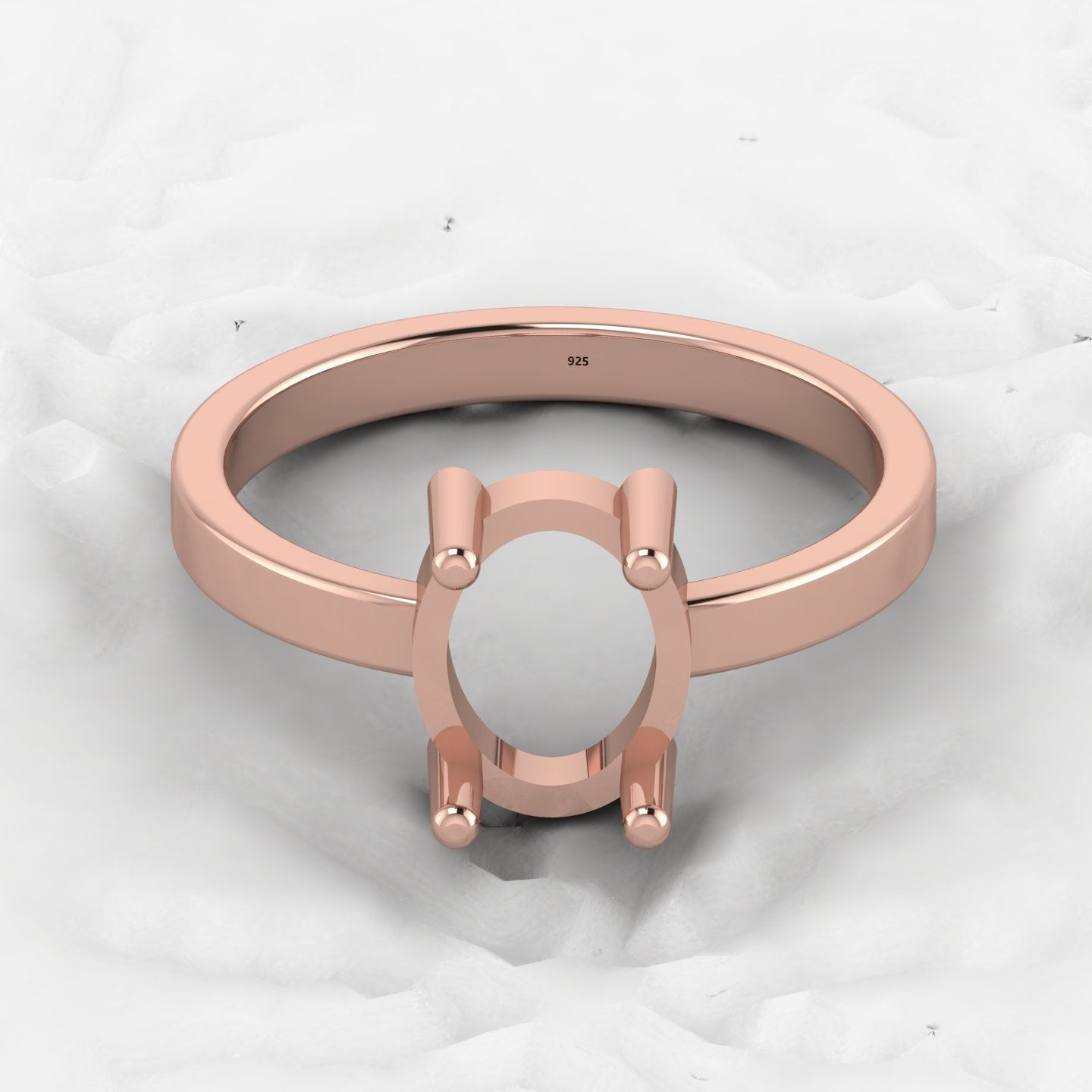Genuine 925 Solid Sterling Silver 8x10mm Semi Mount Blank Setting Band Ring for Breastmilk & Keepsake Resin Ceramic Jewelry