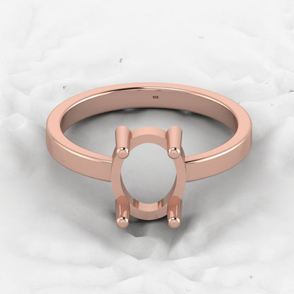 Genuine 925 Solid Sterling Silver 8x10mm Semi Mount Blank Setting Band Ring for Breastmilk & Keepsake Resin Ceramic Jewelry