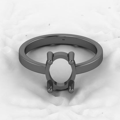 Genuine 925 Solid Sterling Silver 8x10mm Semi Mount Blank Setting Band Ring for Breastmilk & Keepsake Resin Ceramic Jewelry