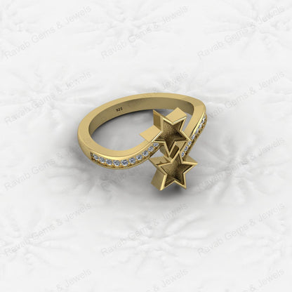925 Sterling Silver Best Quality Star Design Ring Genuine Semi Mount Blank Setting With Gemstone Jewelry Findings & Components