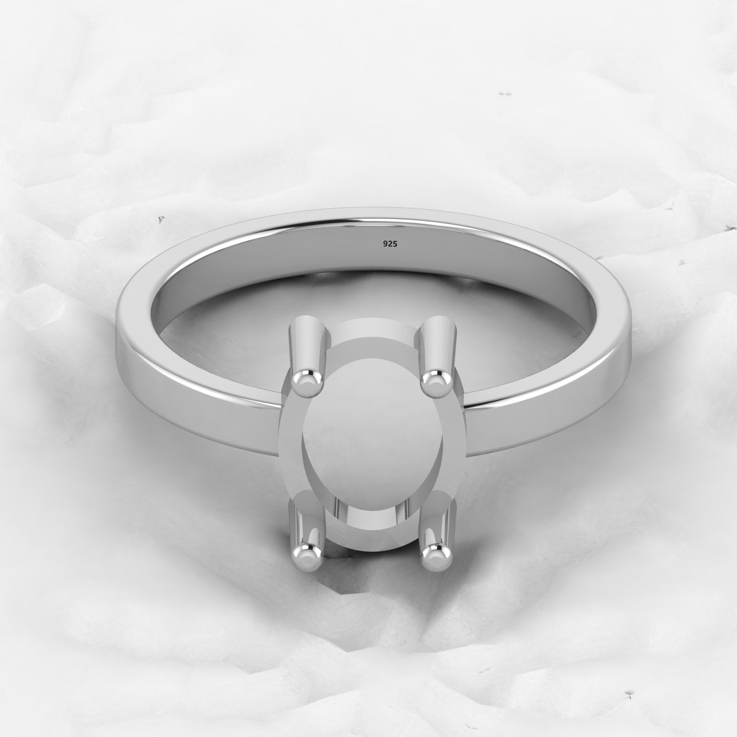 Genuine 925 Solid Sterling Silver 8x10mm Semi Mount Blank Setting Band Ring for Breastmilk & Keepsake Resin Ceramic Jewelry