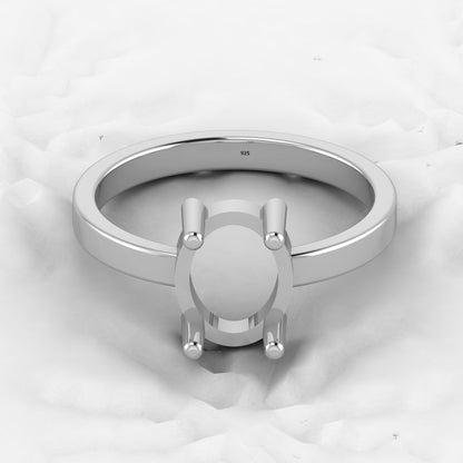 Genuine 925 Solid Sterling Silver 8x10mm Semi Mount Blank Setting Band Ring for Breastmilk & Keepsake Resin Ceramic Jewelry