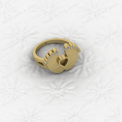 Superb Quality New Baby Born Foot Print 925 Silver Semi Mount Blank Setting Ring for Gemstone Findings & Components Jewelry
