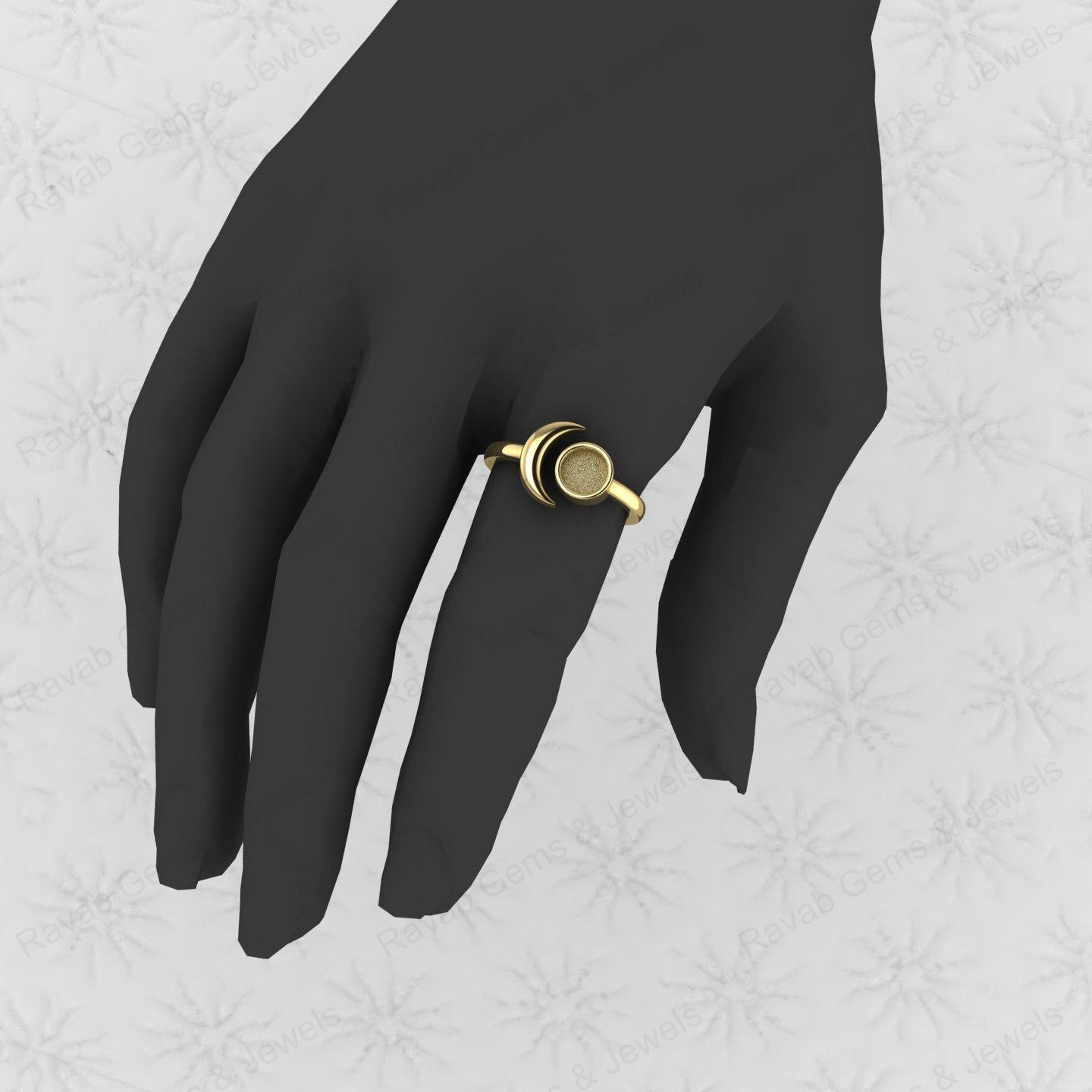Top Quality Genuine 925 Silver Crescent Moon 6mm Semi Mount Blank Ring Setting for Ashes & Resin Keepsake Breastmilk DIY Jewelry