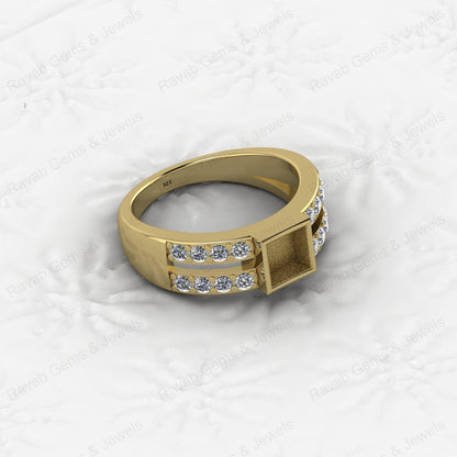 Top Quality 925 Silver 7X7mm Double Band With CZ Semi Mount Blank Setting Ring Good for Resin & Ashes Work Keepsake DIY Jewelry