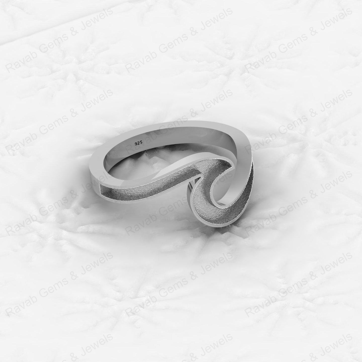 Genuine Solid 925 Sterling Ocean Wave Design Semi Mount Blank Setting Ring Good for Resin & Ashes Work Keepsake DIY Jewelry