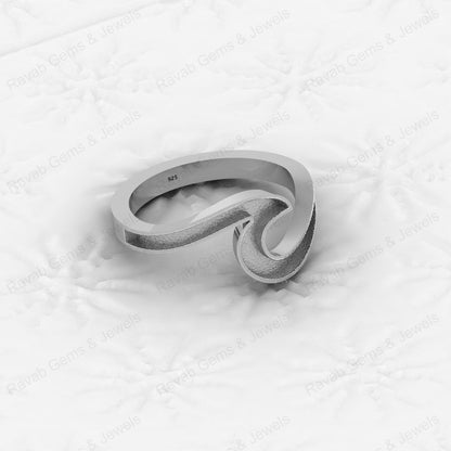 Genuine Solid 925 Sterling Ocean Wave Design Semi Mount Blank Setting Ring Good for Resin & Ashes Work Keepsake DIY Jewelry