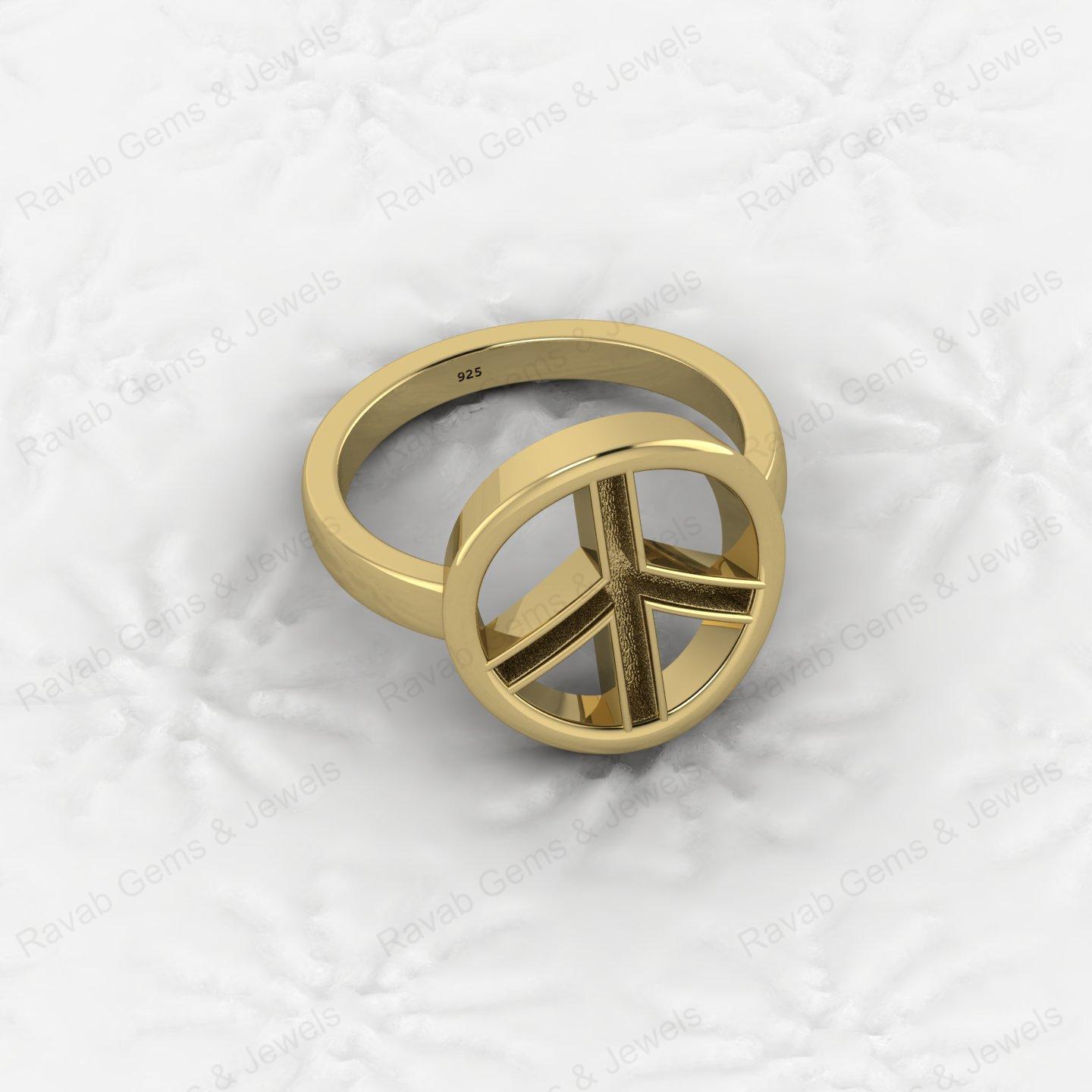 Genuine 925 Silver Peace Symbol Semi Mount Blank Setting Ring for DIY Zodiac Jewelry Resin Ashes Work Keepsake Suppliers