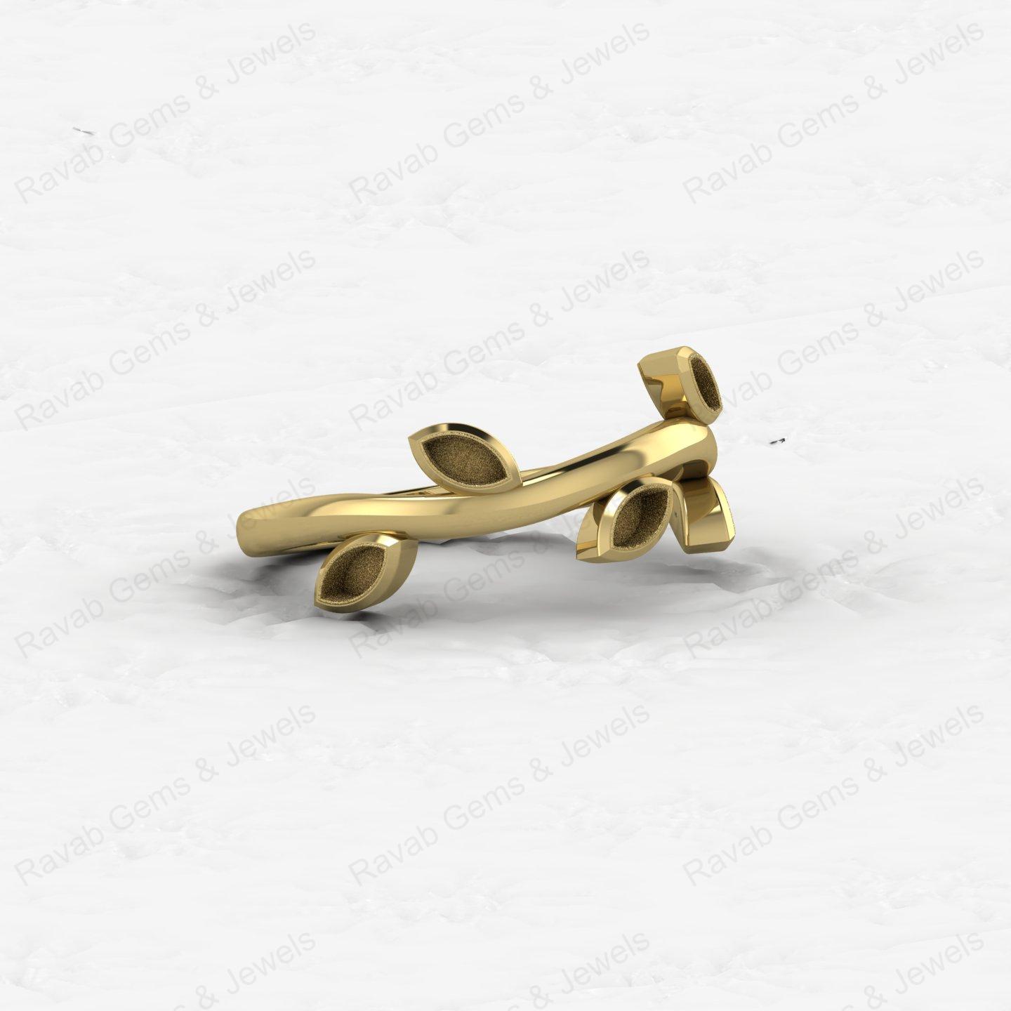 Hot Selling Keepsake Breastmilk DIY Jewelry 925 Silver 2x4mm Marquise Leaf Branch Design Semi Mount Blank Bezel Setting Ring