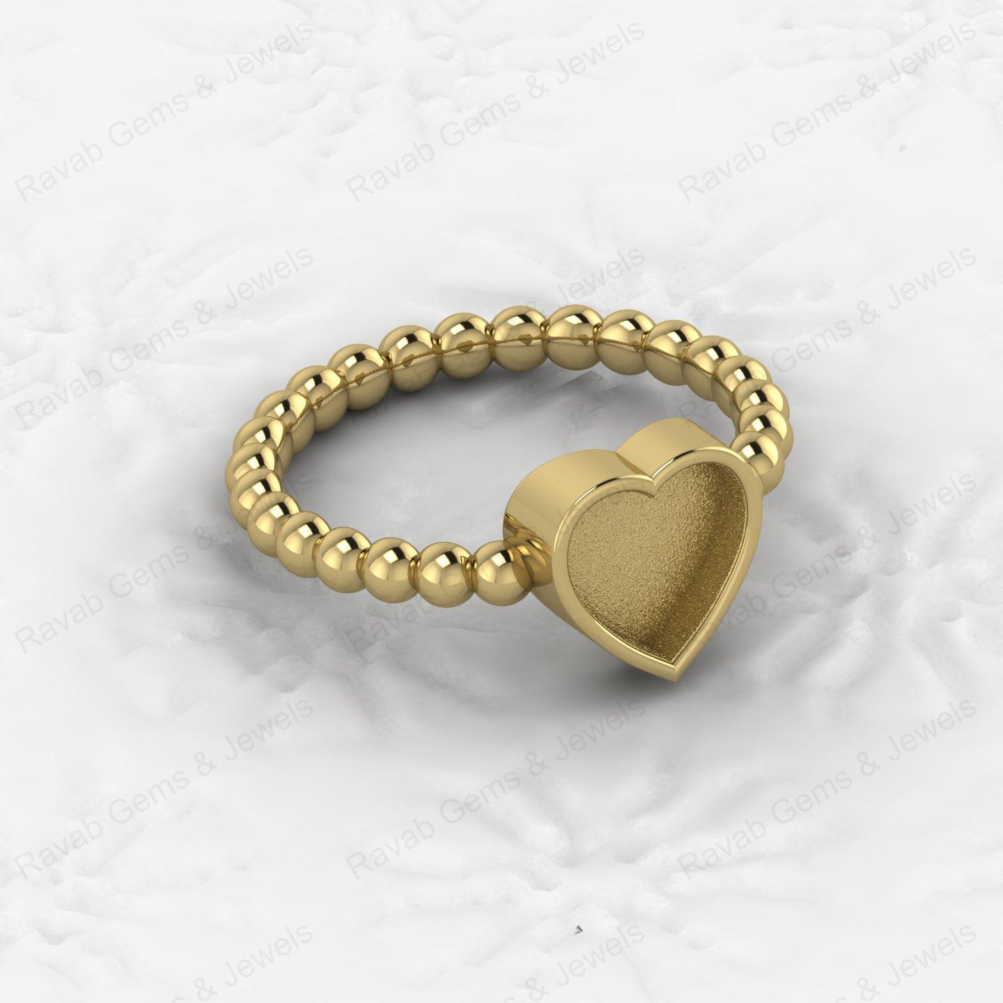 Top Quality 925 Sterling Silver 8mm Heart Semi Mount Beaded Band Ring Good for Resin & Ashes Work Keepsake Breastmilk Jewelry