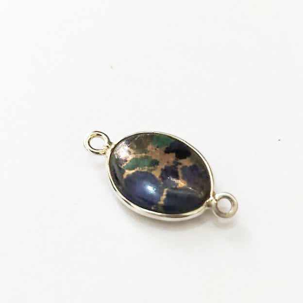 Green Copper Turquoise 12x16mm Oval Bezel Setting Solid 925 Sterling Silver Charm Connector Making For Necklace Fine Jewelry
