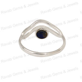 Top Quality Attractive Designer Women's Ring 8mm Natural Lapis Lazuli Gemstone Solid 925 Sterling Silver 925 Sterling Fine