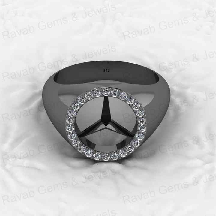Best Selling Men's 925 Sterling Silver Signet Ring Personalized Brand Logo With CZ Diamond Fine Engagement Party Wear Jewelry