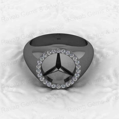 Best Selling Men's 925 Sterling Silver Signet Ring Personalized Brand Logo With CZ Diamond Fine Engagement Party Wear Jewelry