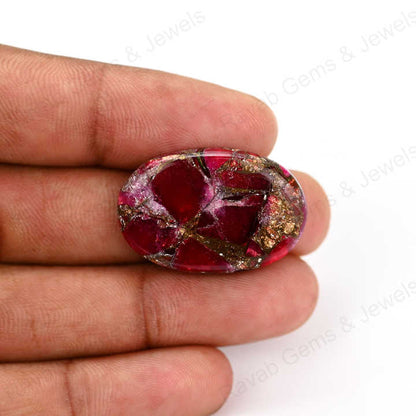 Best Selling 20x30mm Mohave Red Rose Dhalia Composite Copper Cabochons High-Polished Loose Gemstones Smooth Oval Shape for