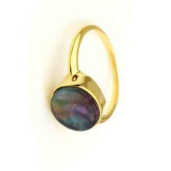 Best Selling 18K Gold Plated 12mm Multi-Abalone Quartz Stone Ring Trendy Unisex Fine Jewelry Graduation Parties Sterling Silver