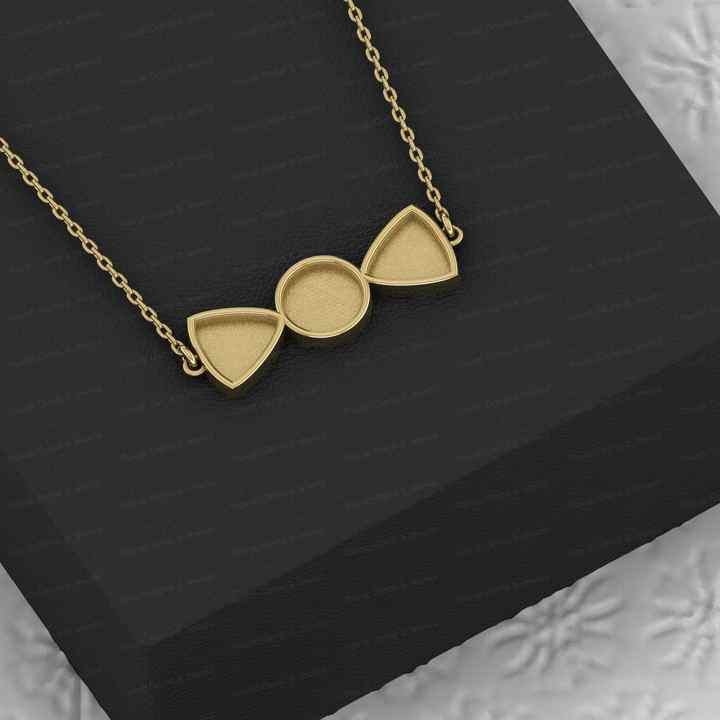 New Arrival 925 Silver Blank Collet Bow Style Bezel Cup Semi Mount Charm Pendant Necklace Setting Jewelry Findings Components