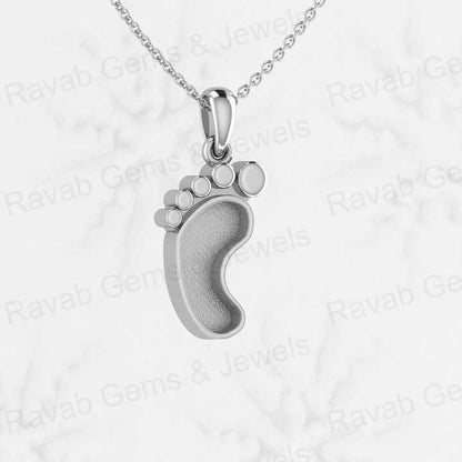 Genuine 925 Silver 20x12mm New Born Baby Blank Bezel Semi Mounting Charm Pendant Setting for Resin & Ashes Work Keepsake Jewelry