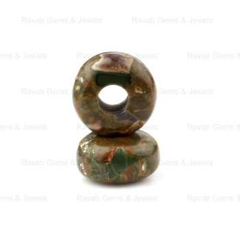 High Quality 14x8mm Rondelle Briolette Natural Smooth Rhyolite Rainforest Jasper Big Hole Gemstone Beads for Making Jewelry