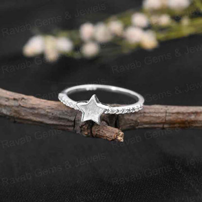 Handmade Genuine 925 Sterling Silver 6mm Star Half Eternity CZ Empty Blank Setting Ring Breastmilk DIY Ashes & Resin Jewelry