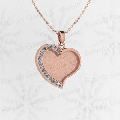 New Arrival 925 Sterling Silver Heart Charm Pendant Zircon 18" Chain Semi Mount Blank Setting DIY CZ Jewelry Findings Components