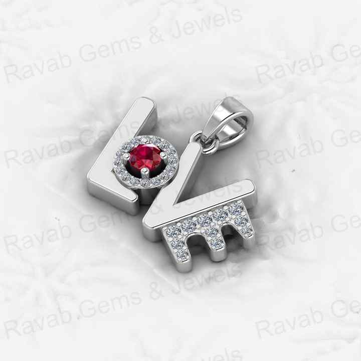 Best Quality Solid 925 Sterling Silver Love Letter Garnet Round Fine Fashion CZ Pendant for Women Valentine Best Gift Necklace