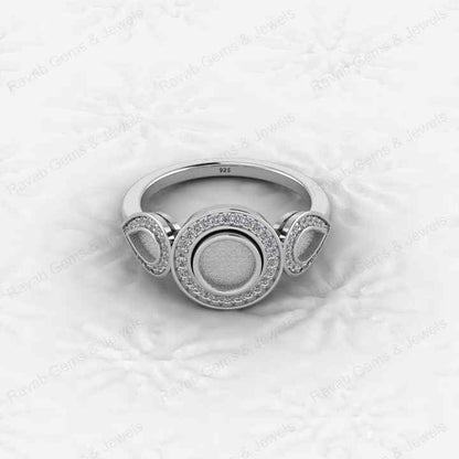 High Quality Genuine 925 Silver Half Eternity With CZ Semi Mount Blank Setting Ring Good for Gemstone Resin & Ashes Jewelry