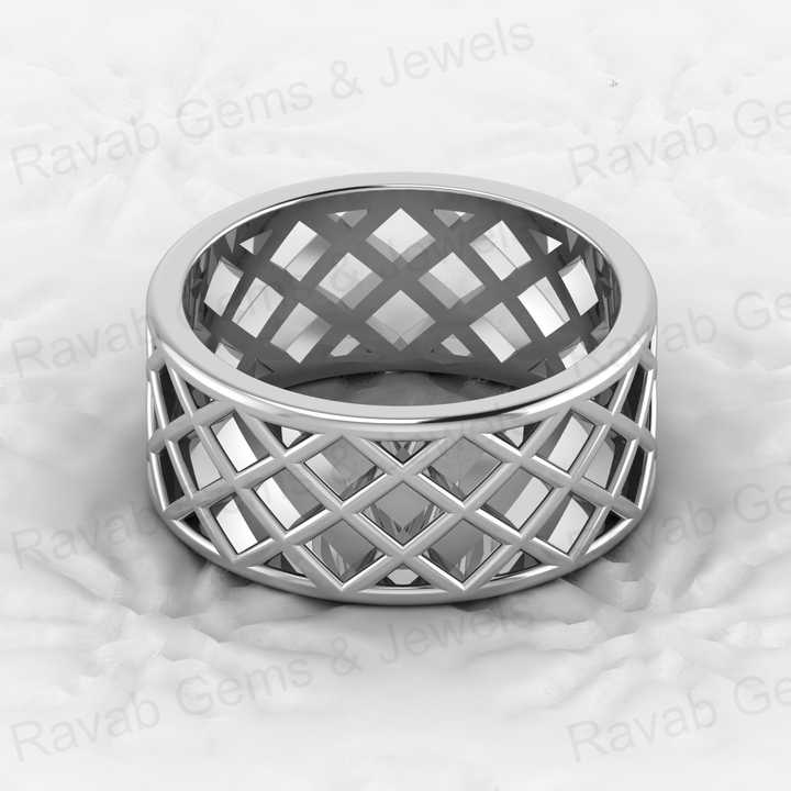 New Arrival Genuine 925 Sterling Silver 9mm Wide Band Checkered Pattern Filigree Personalized Men's Ring Fine Handmade Jewelry