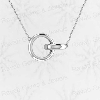 Top Quality Genuine Solid 925 Sterling Silver 26mm Interlocking Circles Charm Necklace Girlfriend Gift Memorial Fine Pendant
