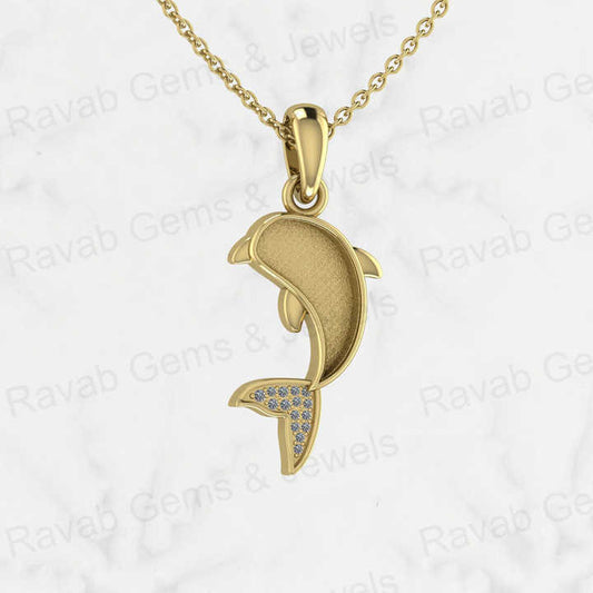 Top Quality 925 Sterling Silver 28x12mm Friendly Dolphin Fish Semi Mount CZ Charm Pendant for Resin Jewelry Findings Components