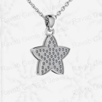 18\" Solid 925 Sterling Silver Necklace With Multi-Zircon Micro Pave Setting Universal Star-Fine Pendants & Charms