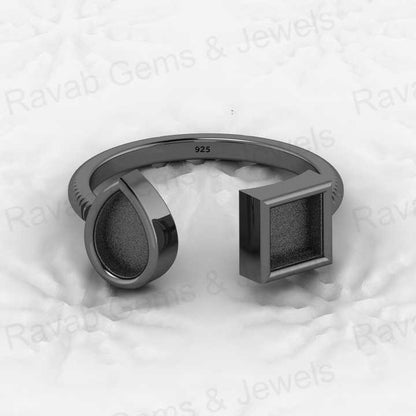High Quality 925 Silver Pear 7x5mm Square 5mm Blank Adjustable Resin Beast Milk DIY Ring Setting Findings Components Jewelry