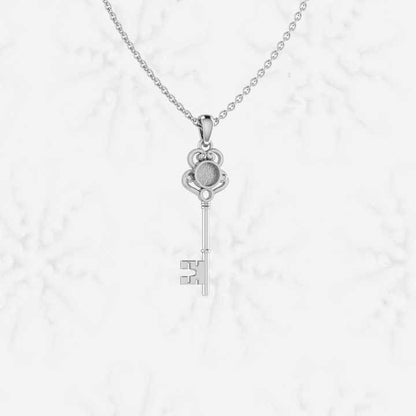 Top Quality 925 Silver 25mm Key Design Blank Bezel Base Charm Pendant Gemstone Setting Breast Milk DIY Memorial Keepsake Jewelry