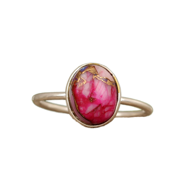New Arrival Sale Pink Spiny Oyster Turquoise Oval 10x14mm Solid 925 Sterling Silver Handmade Fine Dainty Ring Women Jewelry