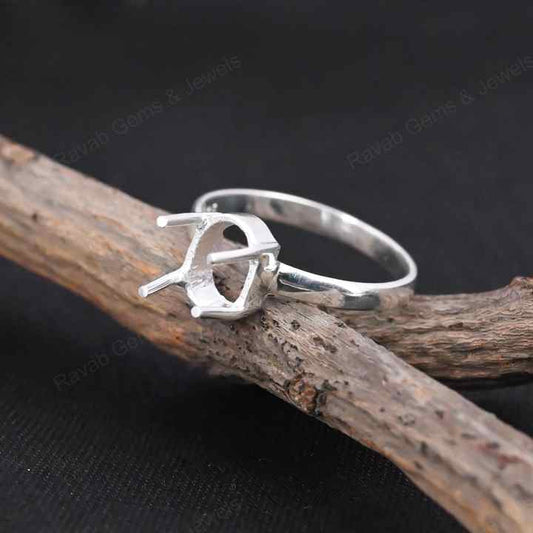 Trending Solid 925 Sterling Silver 7x9mm Oval Prong Setting Semi-Mount Blank Setting Empty Keepsake Fine Handmade Jewelry