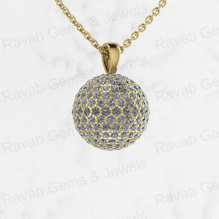 New Arrival Solid 925 Sterling Silver 13mm Ball Round With Micro Pave Zircon Diamond Disco Pendant Necklace Keepsake Jewelry