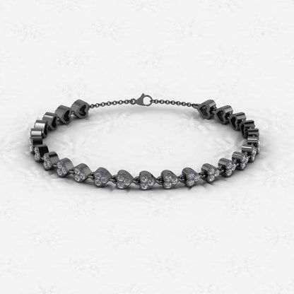 Top Selling Solid 925 Sterling Silver 18K Gold Plated Heart Beaded Link Chain CZ Prong Setting Bracelet for Girls & Women
