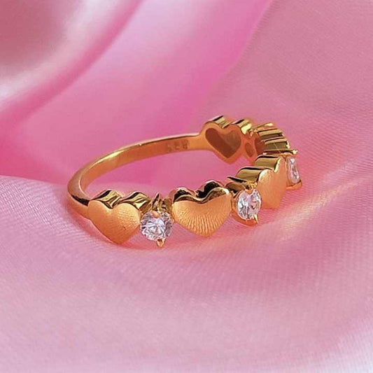 Genuine Cubic Zircon 3mm 5x6mm Heart Shape Prong Setting 18k Gold Plated Solid 925 Sterling Silver Minimalist Party Wear Ring